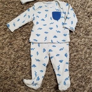 Dinosaur Print 3-Pc Top, Pant, Beanie Set